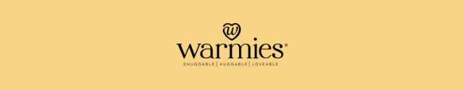 Warmies logo on gold. Shop Warmies.