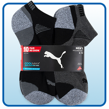 PUMA Men's No Show Sock, 10-Pair