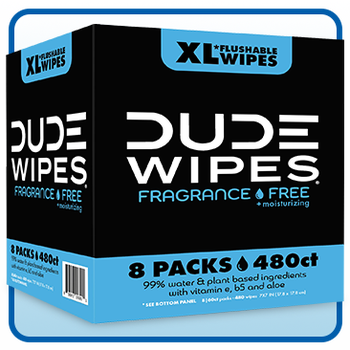 DUDE Wipes Fragrance-Free + Moisturizing XL Flushable Wipes, 480 Wipes