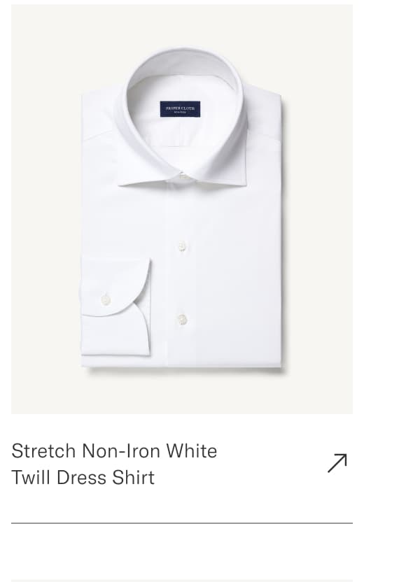 Stretch Non-Iron White Twill Dress Shirt