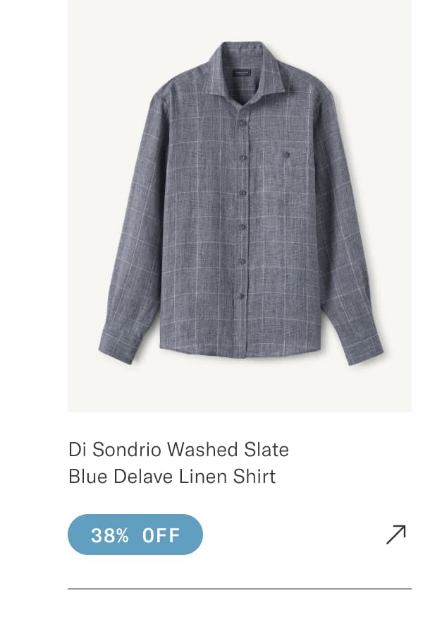 Di Sondrio Washed Slate Blue Delave Linen Shirt