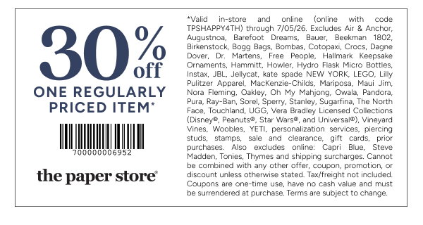 30% off One Regularly Priced Item*