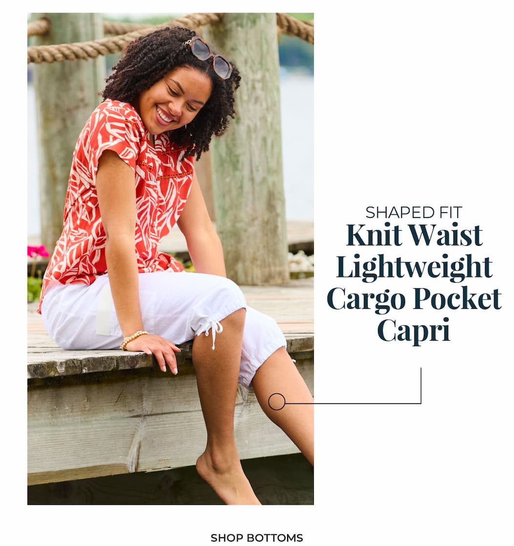 Knit Waist Lightweight Cargo Pocket Capri