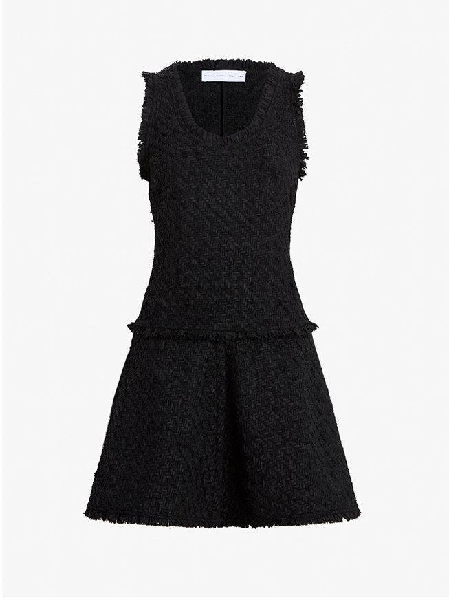 Kaida Dress in Basketweave Tweed in Black