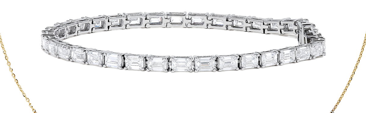 Lab Grown Emerald Cut Diamond 7.50ct Tennis Bracelet in 14K White Gold