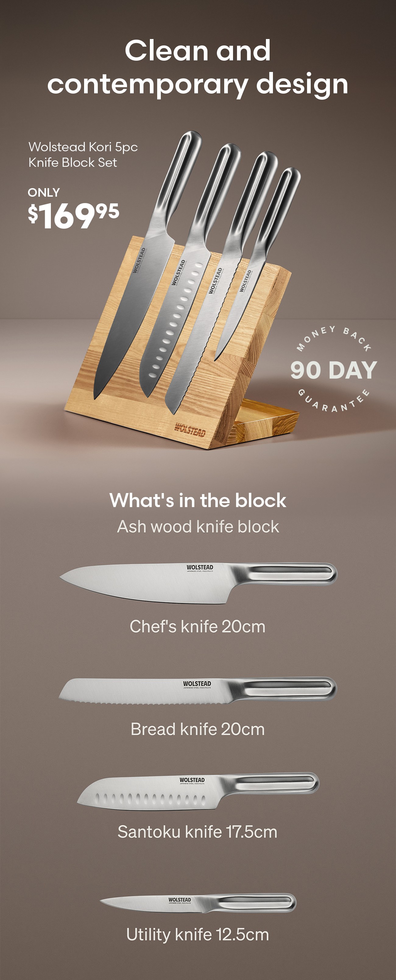 Wolstead Kori 5pc Knife Block Set