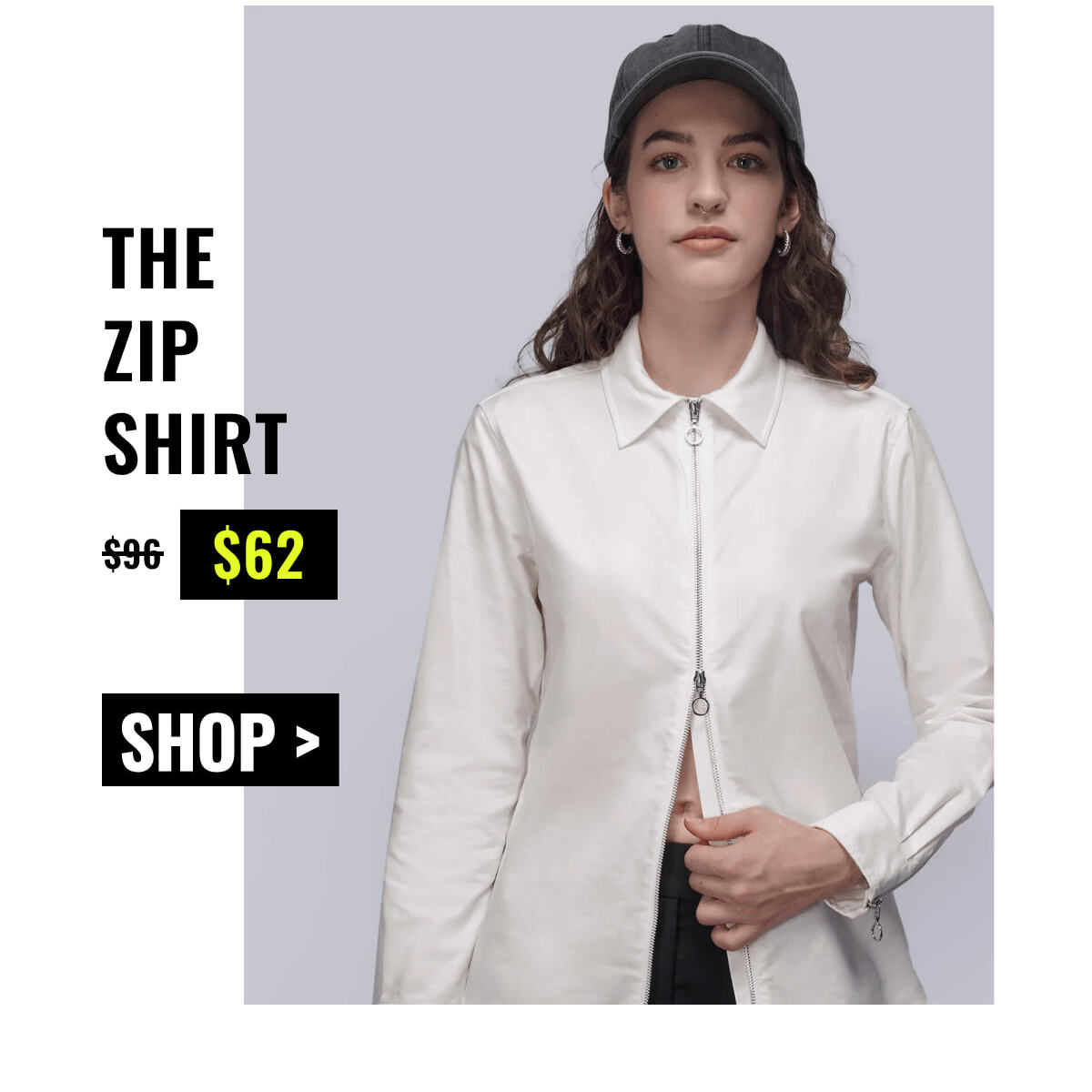 The Essential Long Sleeve Oxford Zip Up Shirt