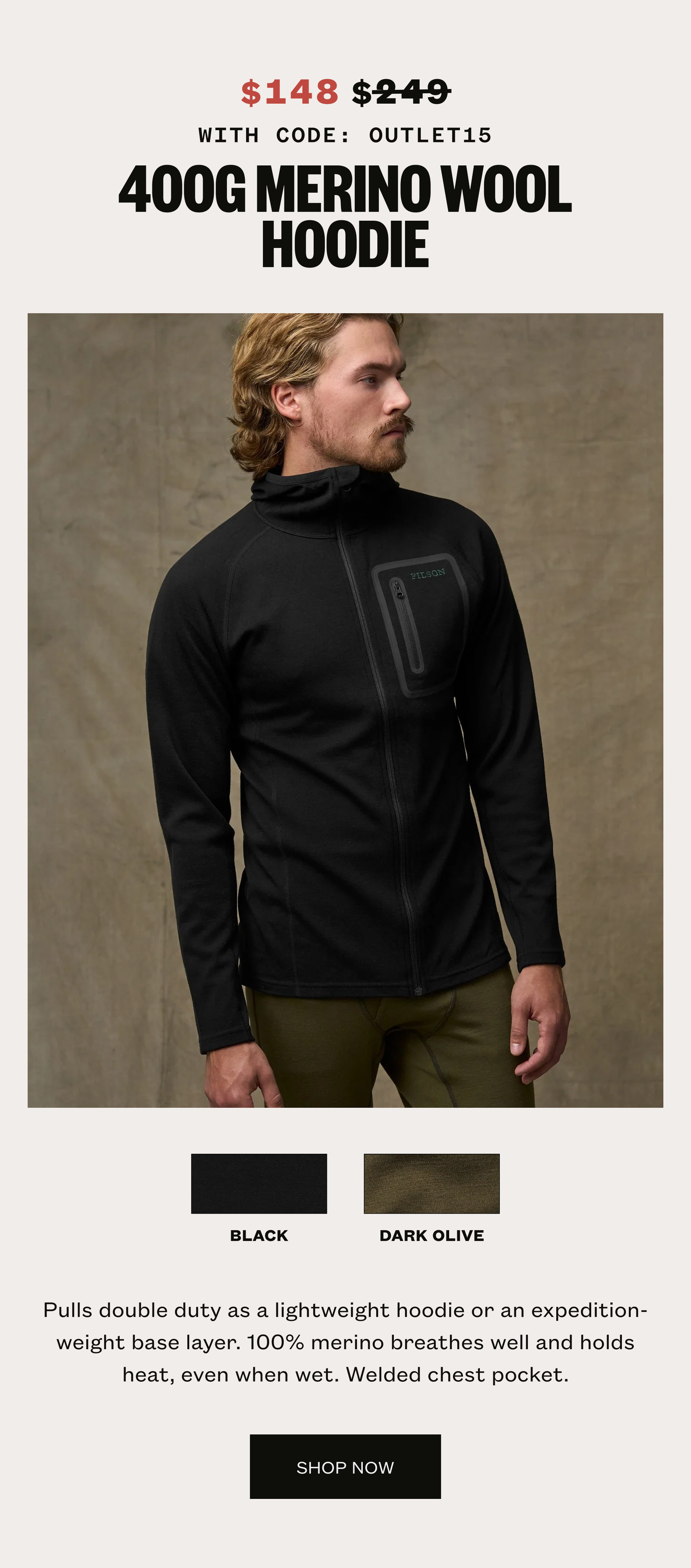Merino Wool 400G Hoodie