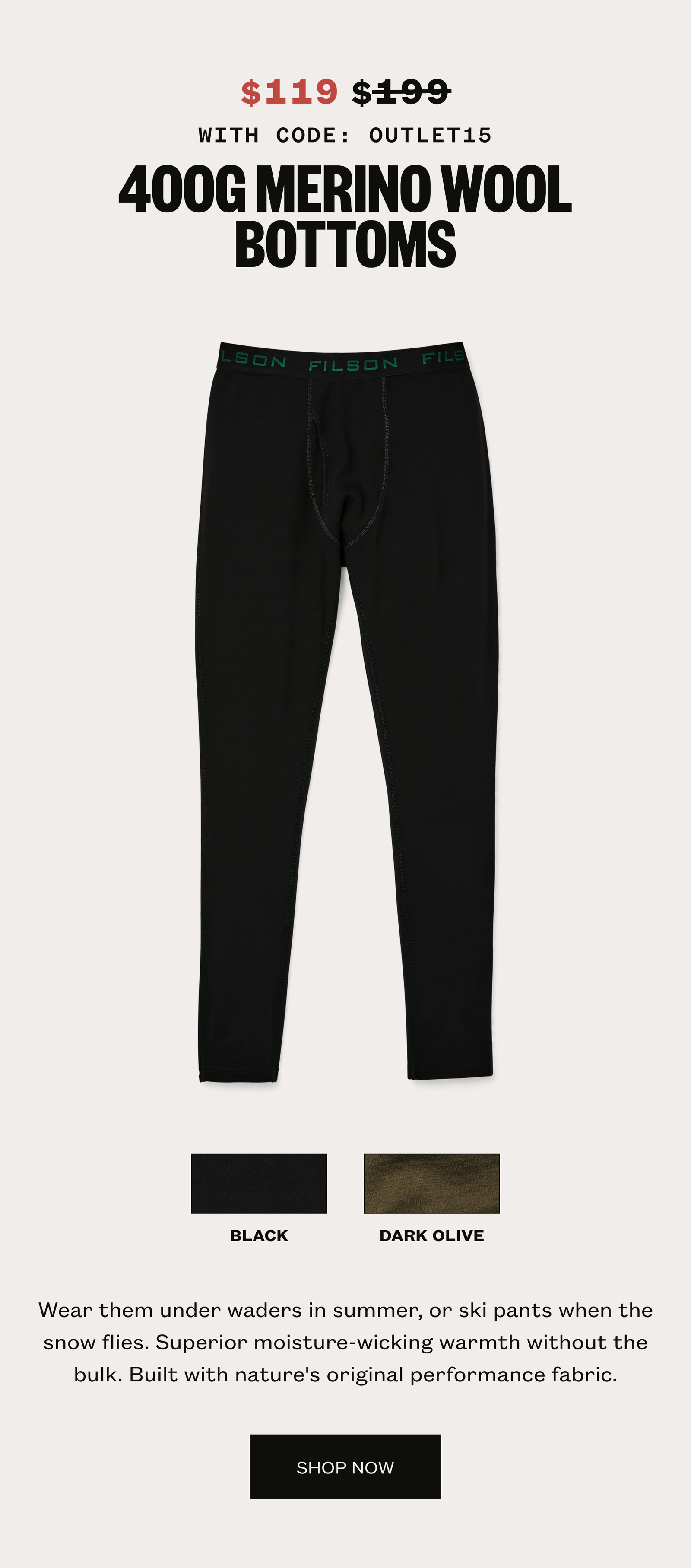 Merino Wool 400G Bottoms
