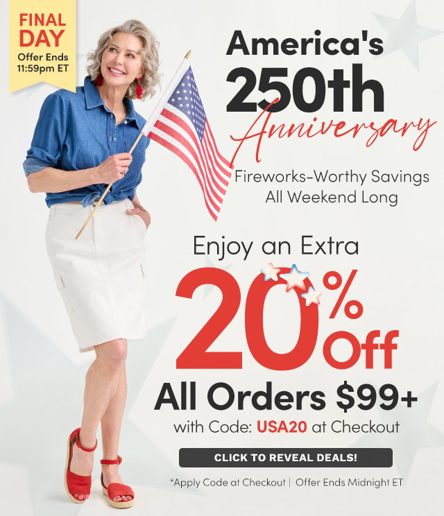 America's 250th Anniversary | Extra 20% Off All Orders $99+ with Code: USA20 at Checkout