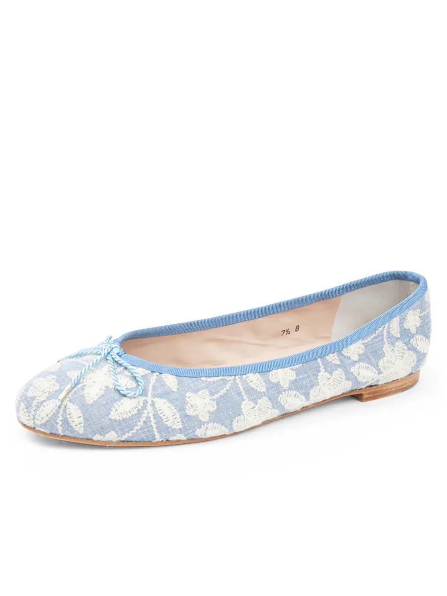 Image of Best Embroidered Flat with Leather Sole