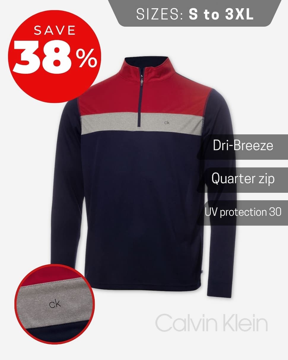 Calvin Klein Mens Smith River 1/4 Zip Wicking Golf Sweater