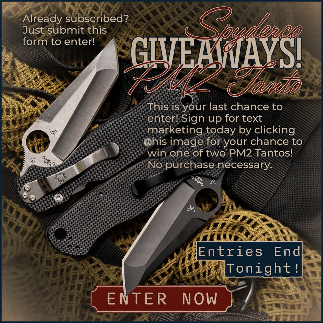Spyderco PM2 Tanto Giveaways