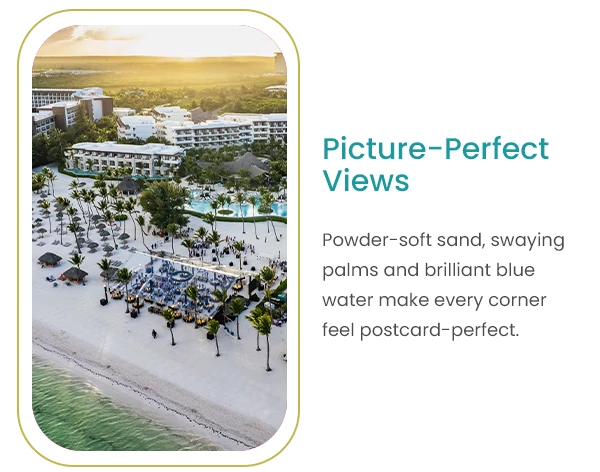 Picture-Perfect Views Powder-soft sand, swaying palms and brilliant blue water make every corner feel postcard-perfect.