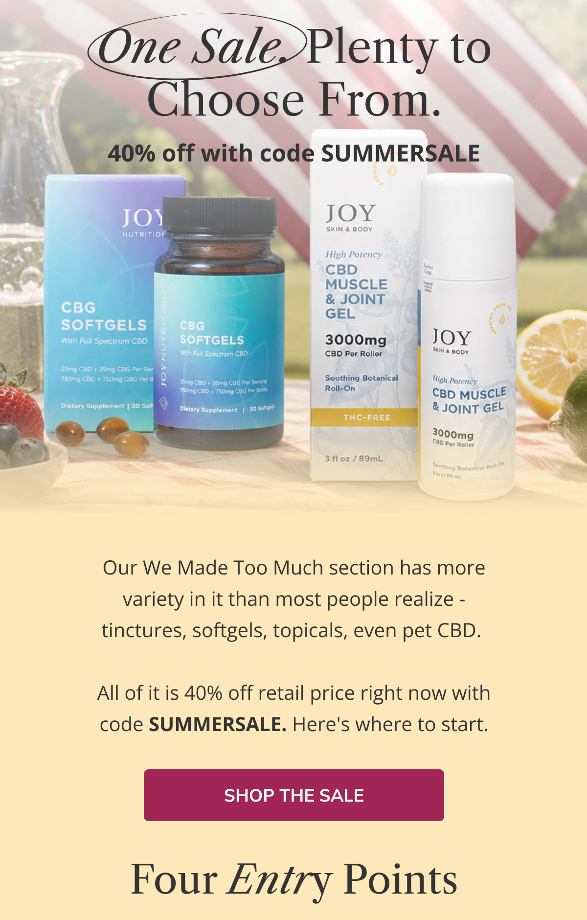One Sale. Plenty to Choose From.