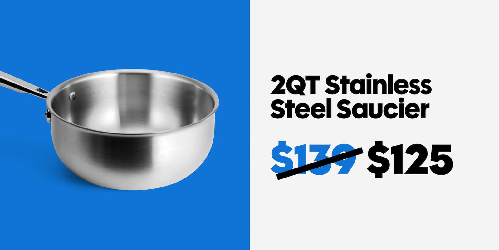 2 QT stainless steel saucier