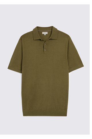 Olive Merino Knitted Polo Shirt