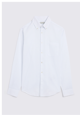 Blue Stripe Cotton Oxford Shirt