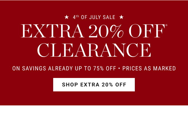 Extra 20% Off Clearance