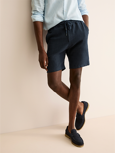 Men's Linen Shorts in Navy