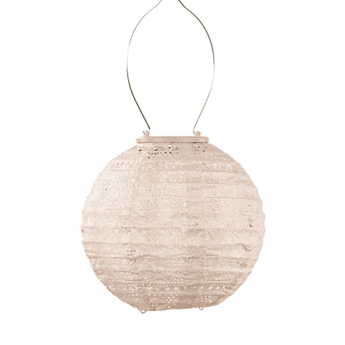 Lumiz Solar-Lampion «Round», wetterfest, 18x20 cm , rosa-crème