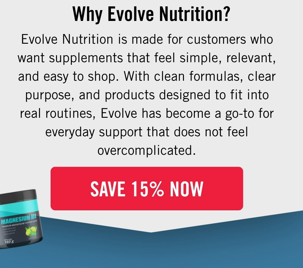 15% OFF EVOLVE NUTRITION