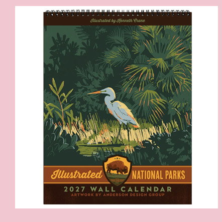2027 Kenneth Crane National Parks Vintage Art Wall Calendar