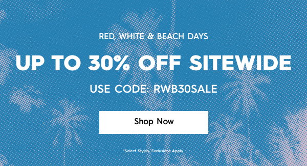 Up To 30% Off Sitewide - Use Code: RWB30SALE