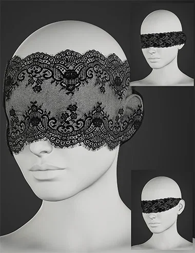 BW Lace Blindfolds for Genesis 9 and 8, 8.1 Female