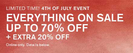 4th of July Event! Everything on Sale Up to 70% off + Extra 20% Off