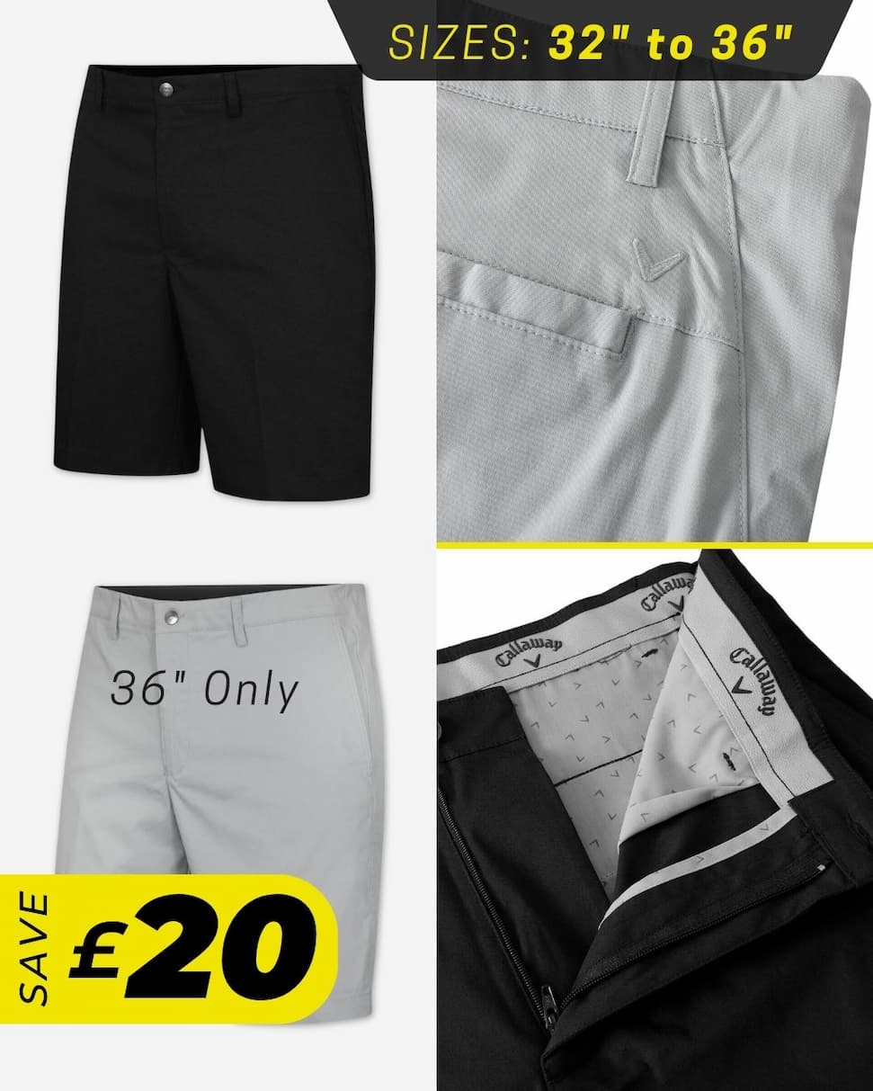 Callaway Golf Solid Flat Fronted Moisture Wicking Stretch Shorts