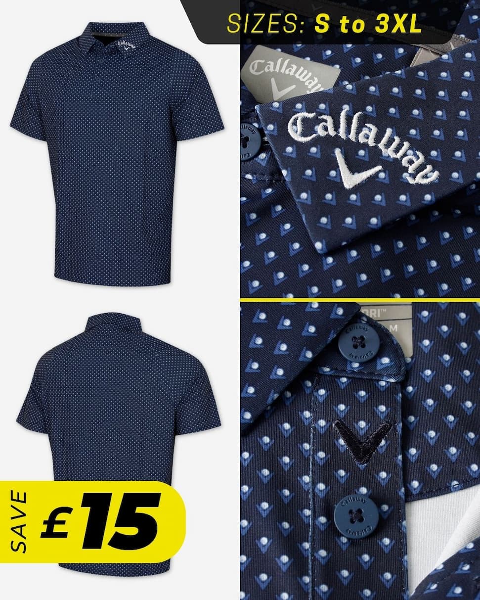 Callaway Golf Mens Golf Trademark Printed Wicking Polo Shirt