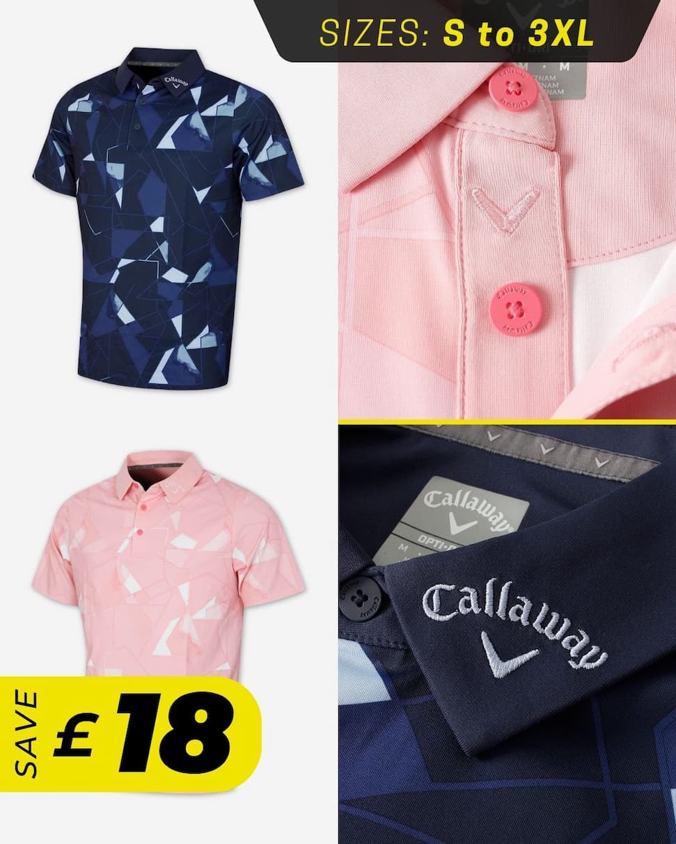 Callaway Golf Mens Kick Flip Print Moisture Wicking Golf Polo Shirt