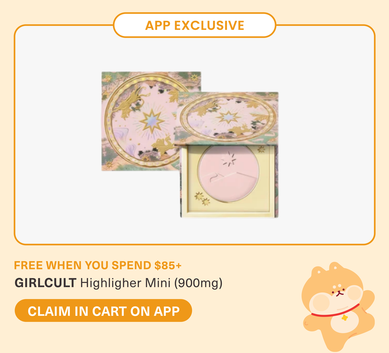 FREE when you spend $85+, Girlcult highlighter mini. App only.