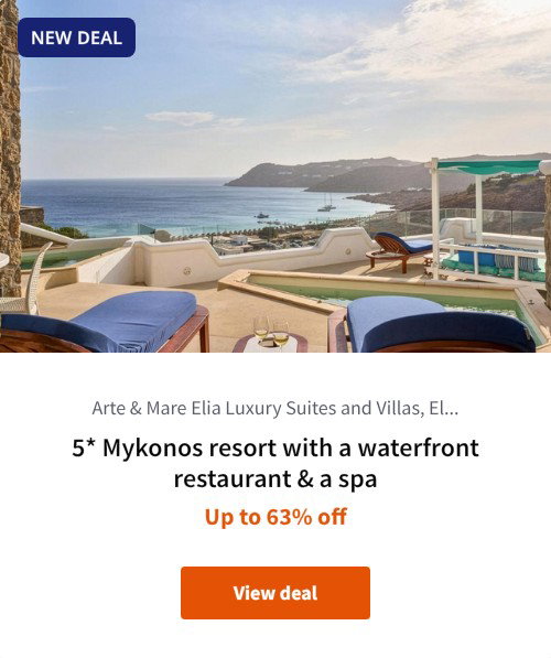 5* Mykonos resort with a waterfront restaurant &amp; a spa