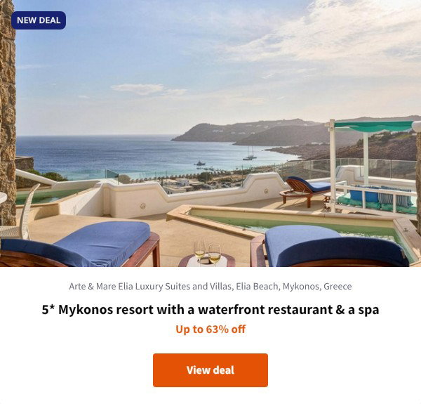 5* Mykonos resort with a waterfront restaurant & a spa