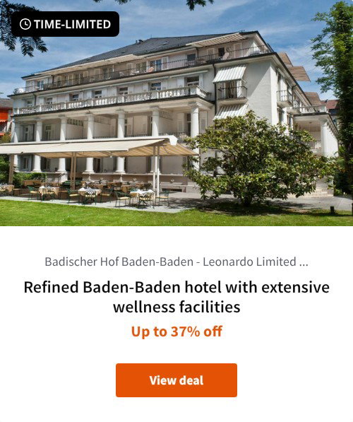 Refined Baden-Baden hotel with extensive wellness facilities