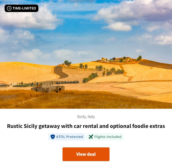 Rustic Sicily getaway with car rental and optional foodie extras