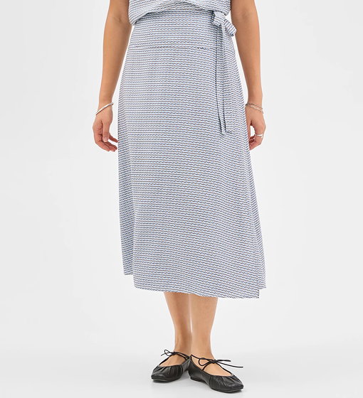 Preview asymmetrical wrap front midi skirt