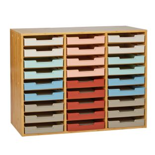 Image of Really Good Stuff® Bamboo 27-Slot Mail Center With Boho Trays
