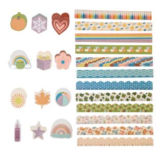 Image of Really Good Stuff® Boho Borders and Accents Bulletin Board Classroom Pack – 432 Pieces