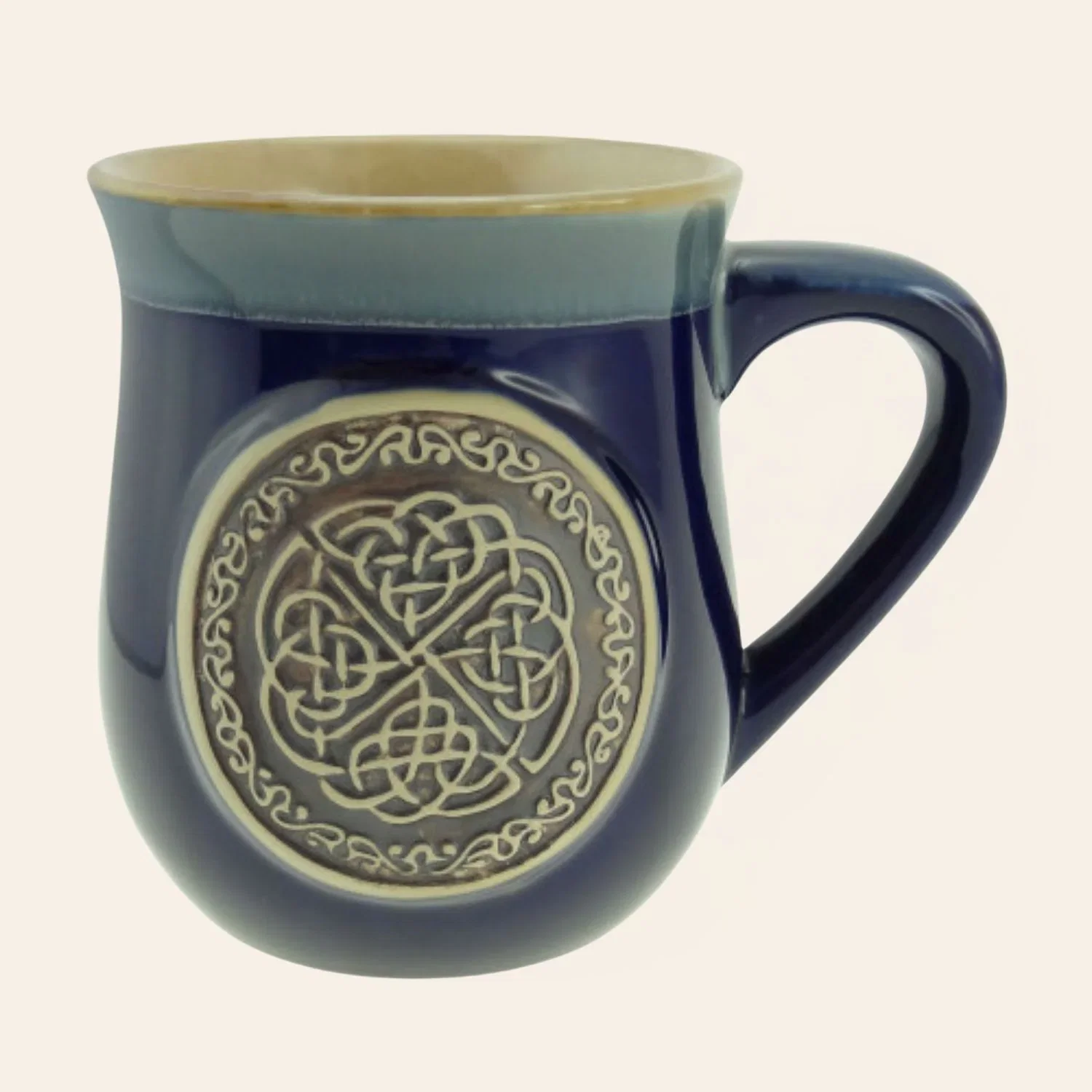 Image of Hand Finished Stoneware Celtic Knot Mug, Blue