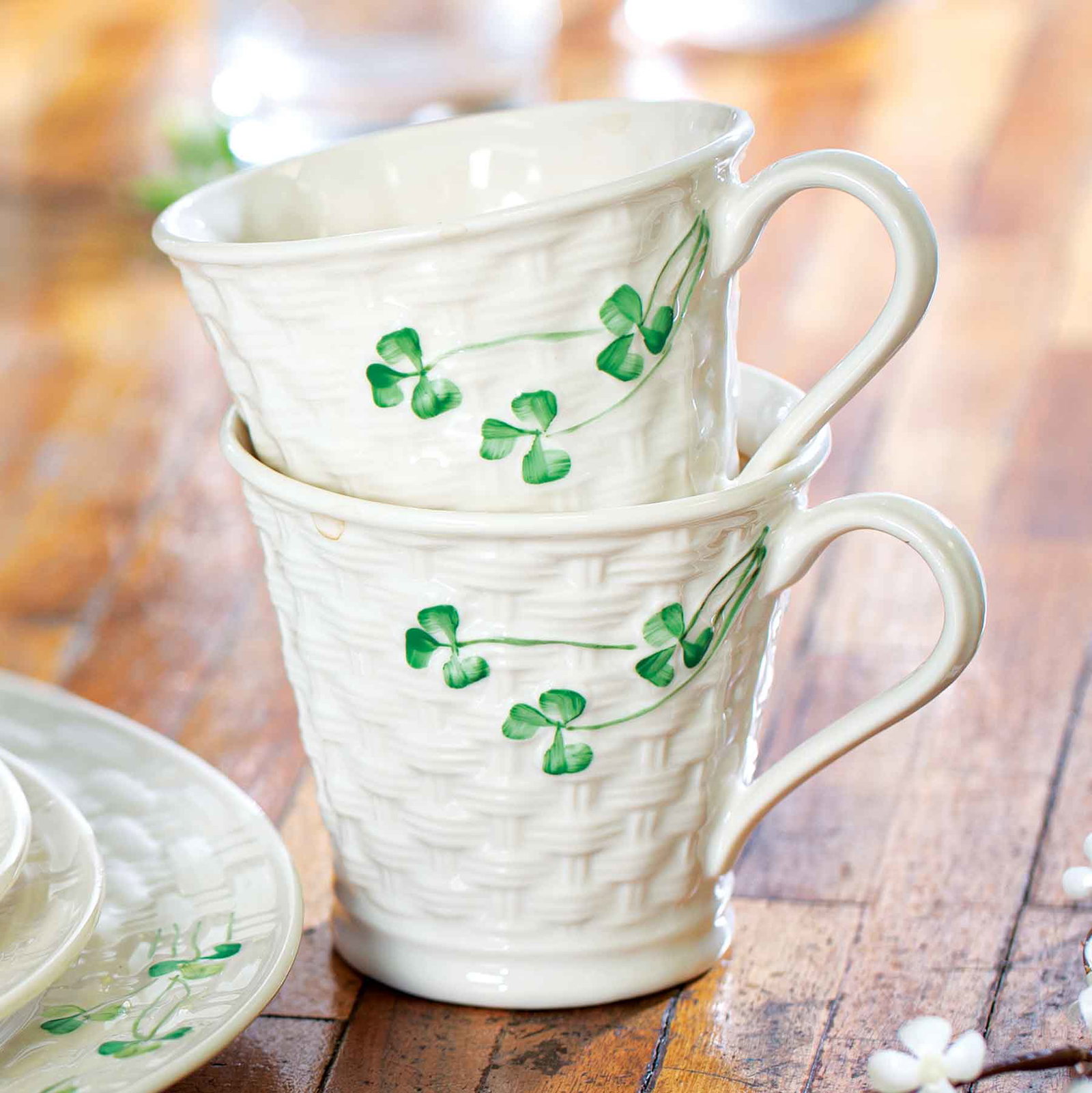 Image of Belleek Shamrock Mugs