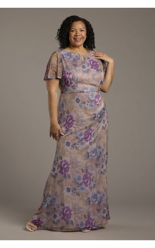 Floral Print Flutter Sleeve Sheath Dress