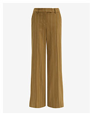 Editor Linen-Blend Striped High Waisted Flare Trouser: Green Stripe