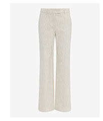 Editor Linen-Blend Striped Mid Rise Trouser: Black and White Stripe