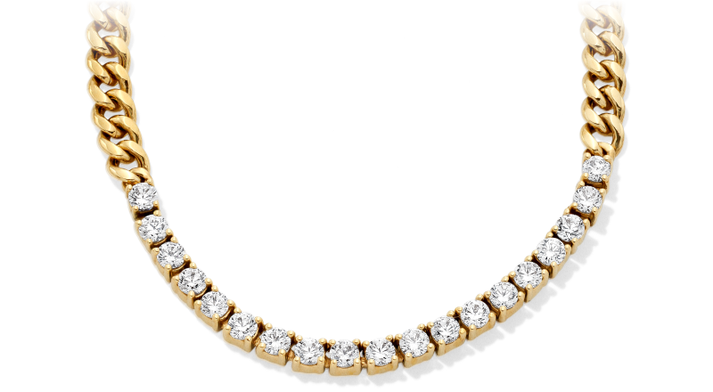 Gold chain that transitions from gold links to diamond accents. 