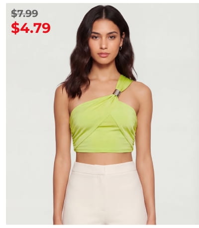 Shop Metallic Detail Side Ruched Crop Top