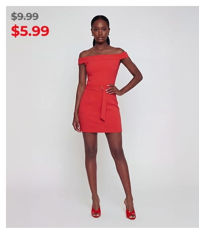 Shop Fold Over Off The Shoulder Belted Mini Dress