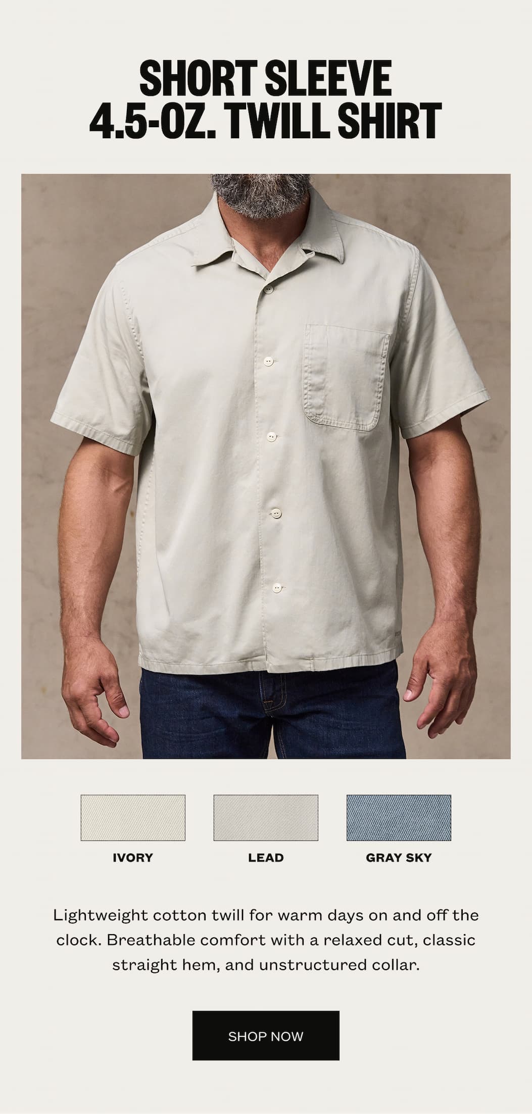 Short Sleeve 4.5 oz Twill Shirt